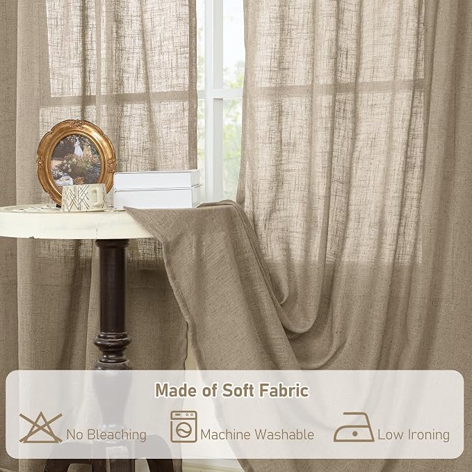 Taupe Linen Curtains 72 Inch Length - Image 9