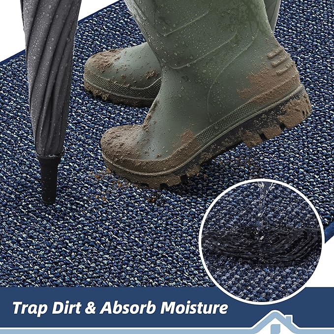 BEQHAUSE Dirt Trapper Door Mat 24" x 36" Half Circle Non Slip Rugs, Absorbent - Image 3