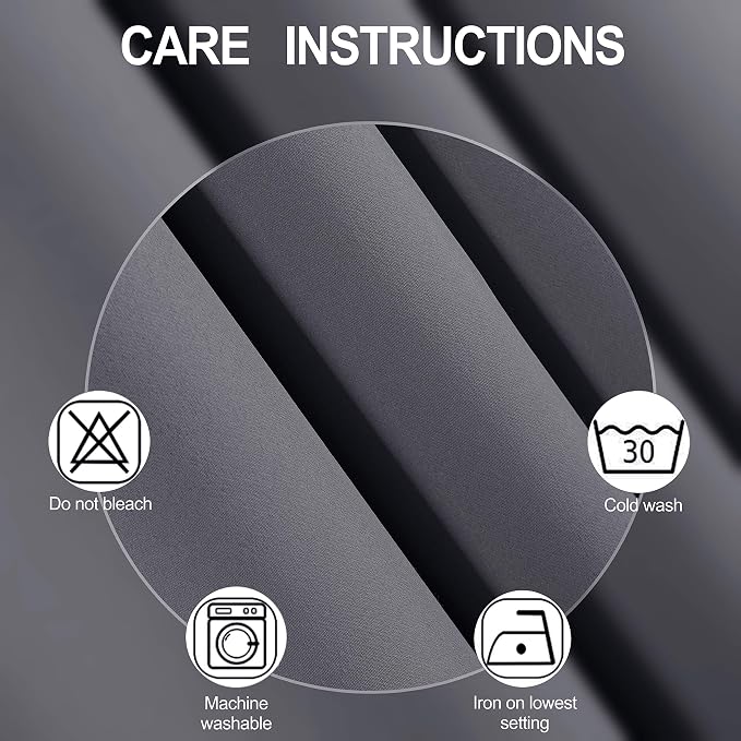 Grey Blackout Curtains for Bedroom Room Darkening Curtains/38 x 54 Inch Long - Image 4