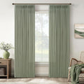 Sage Green 90 Inch Linen Pinch Pleated Semi Sheer Country Curtains W50xL90 | 90 by Twodrapes