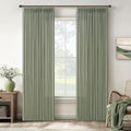 120 Inch Pinch Pleated Light Filtering Linen Curtains Sage Green 2 Panels | by Twodrapes