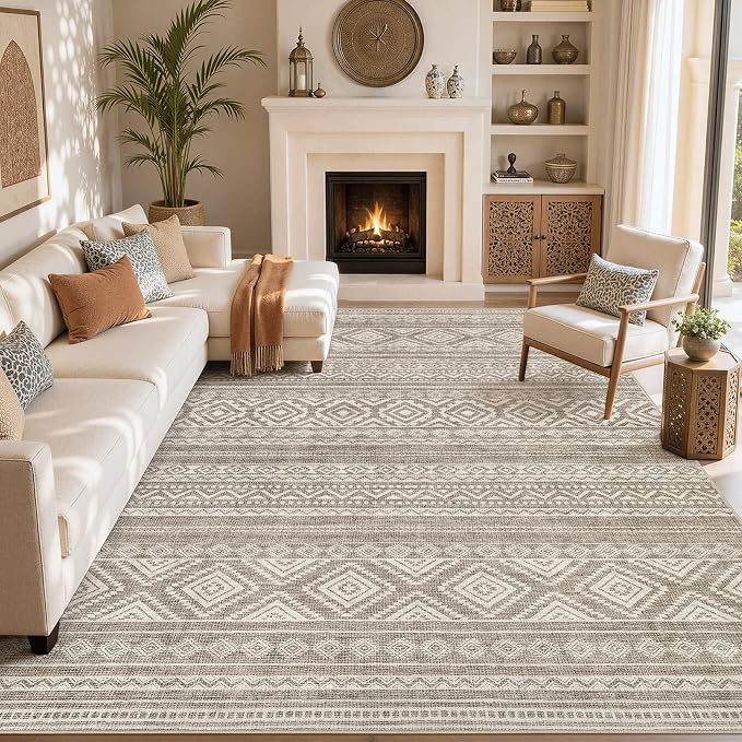 cotiled Boho 10x12 Area Rug for Living Room: Large Moroccan Washable Rug | by COTILED