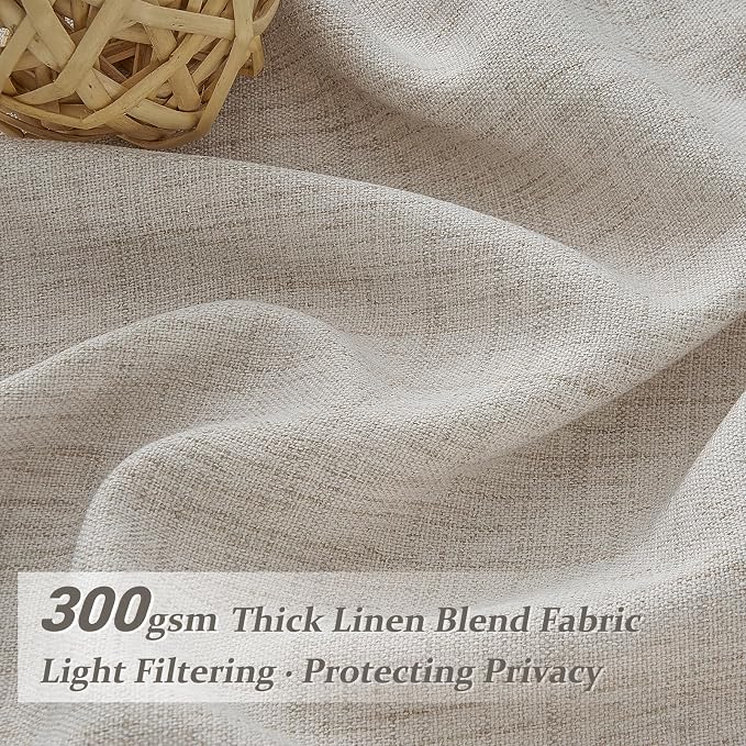 Memory Shaped Pinch Pleated Taupe Linen Semi Sheer Small Curtains 63 Inches - Image 2