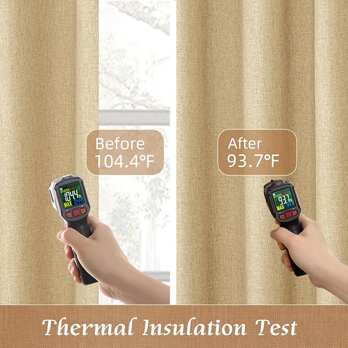 Natural Linen Full Blackout Window Curtains - Image 5