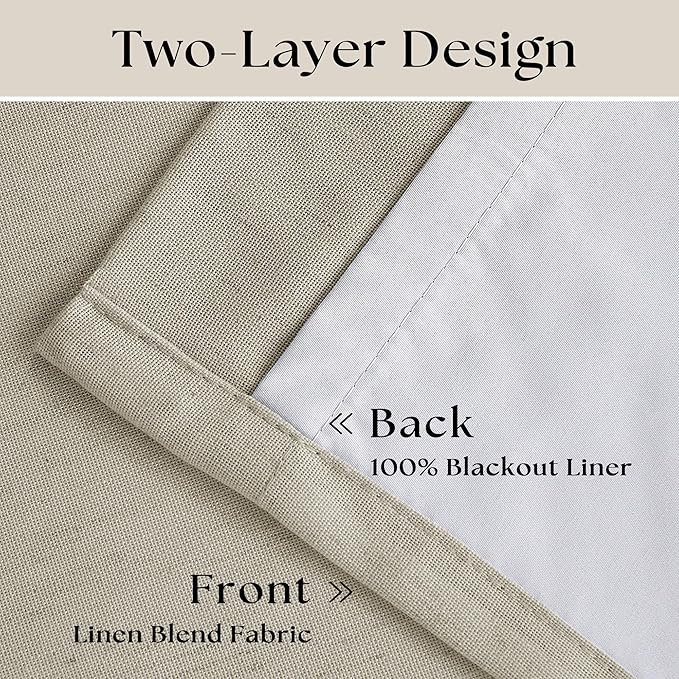 Oatmeal Pinch Pleated Linen Blackout Curtains 102 Inches Long - Image 4
