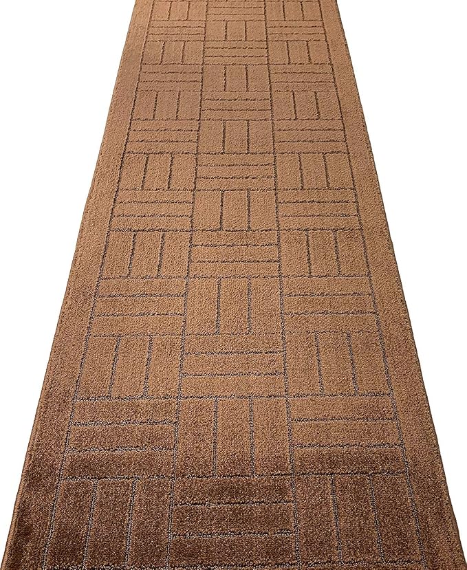 Custom Length Hallway Runner Rug, Slip Resistant, Bricks Brown, 26 Inch X 28 - Image 3