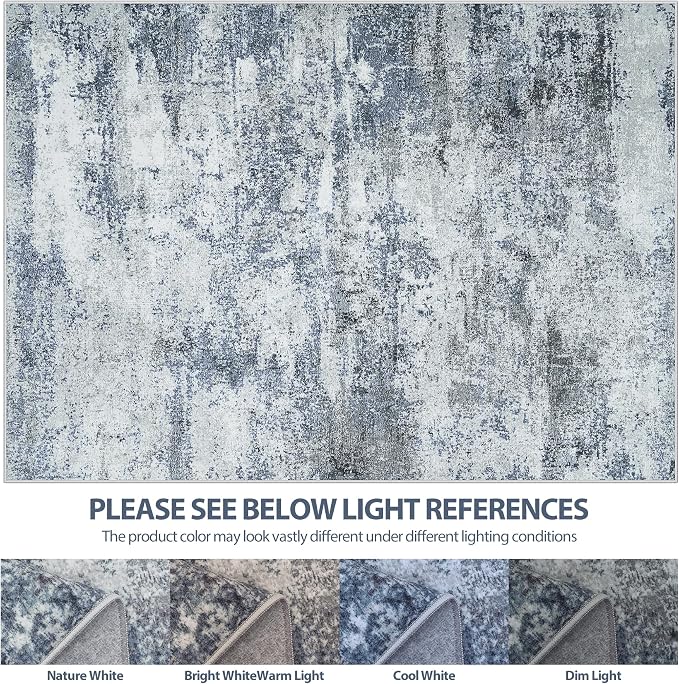 Aelenmu 10x14 Area Rugs for Living Room Washable Dining Room Blue Grey | Modern - Image 7