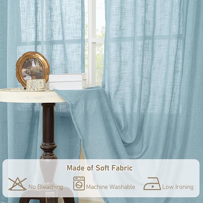 Semi Sheer Linen Curtains 45 Inches Long - Image 8