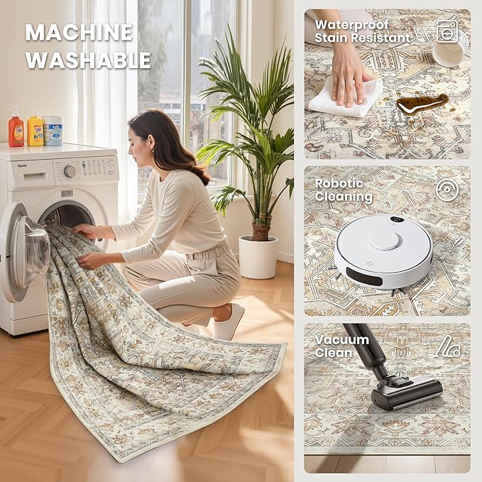 6x9 Area Rugs for Living Room, Large Washable Rug, Dining Room, Low Pile - Image 5