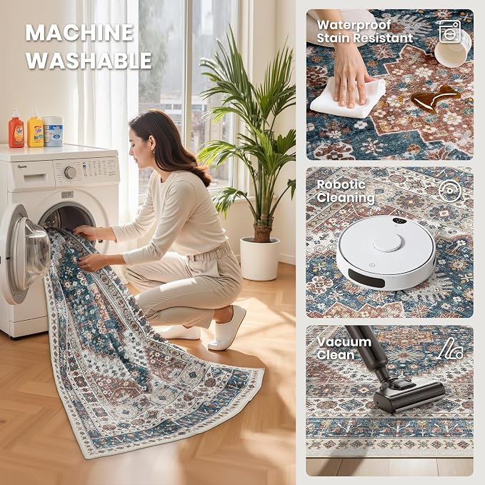 6x9 Area Rugs for Living Room, Large Washable Rug, Dining Room, Low Pile - Image 5
