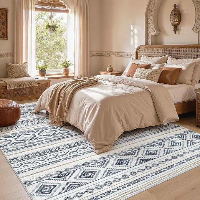 cotiled Boho 8x10 Area Rugs for Living Room: Large Moroccan Washable Rug | - Image 6