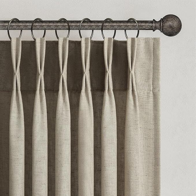 Topfinel 96 Inches Long Pinch Pleated Semi Sheer Curtains by Topfinel