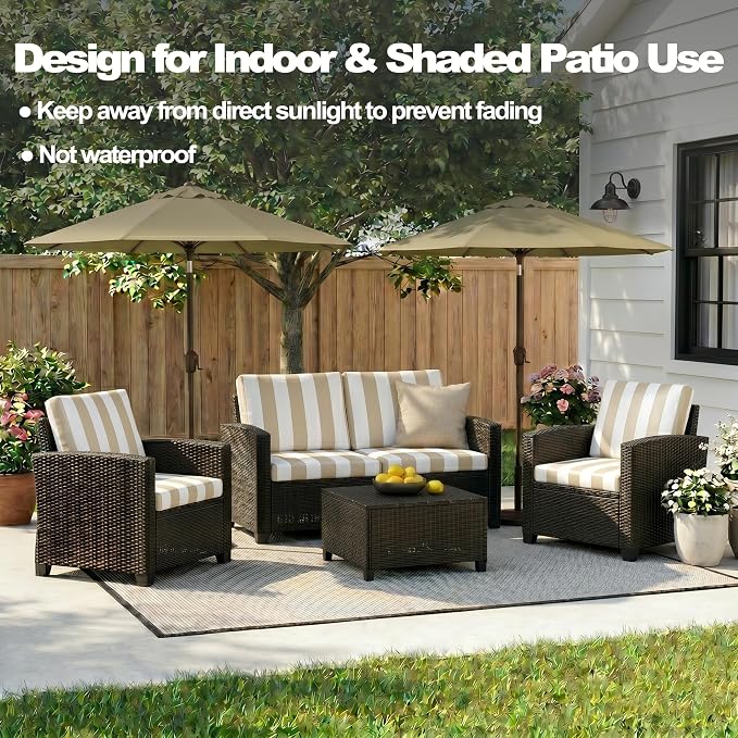 CALBODE 12 Pcs Outdoor Seat Cushion Covers, Striped Stretch Chair Seat Cover - Image 5