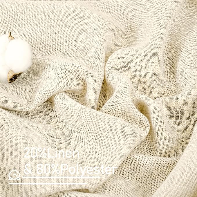 Beige Linen Sheer Curtains 84 Inch Length - Image 3