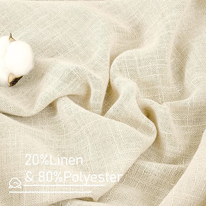Linen Curtains 60 Inch Length 2 Panels, Light Filtering Sheer Panels | Semi - Image 3