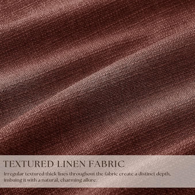 Chestnut Brown 96 Inch Blackout Pinch Pleated Curtains 2 Panels | Thick Linen - Image 3