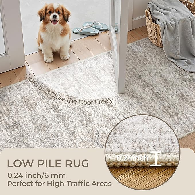 2x5 Rug Runners for Hallways Non Slip, Kitchen Rugs, Taupe | Washable Rugs for - Image 6