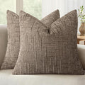 MIULEE Chenille Textured Euro Throw Pillow Covers Taupe Grey 26x26 | Set of 2 by MIULEE