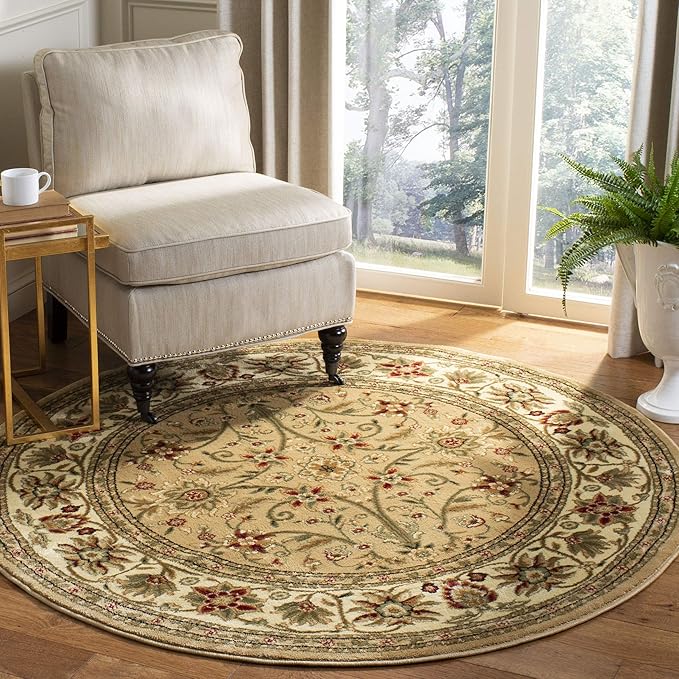 SAFAVIEH Lyndhurst Collection 8' Round Beige/Ivory LNH212D Traditional Oriental by Unknown