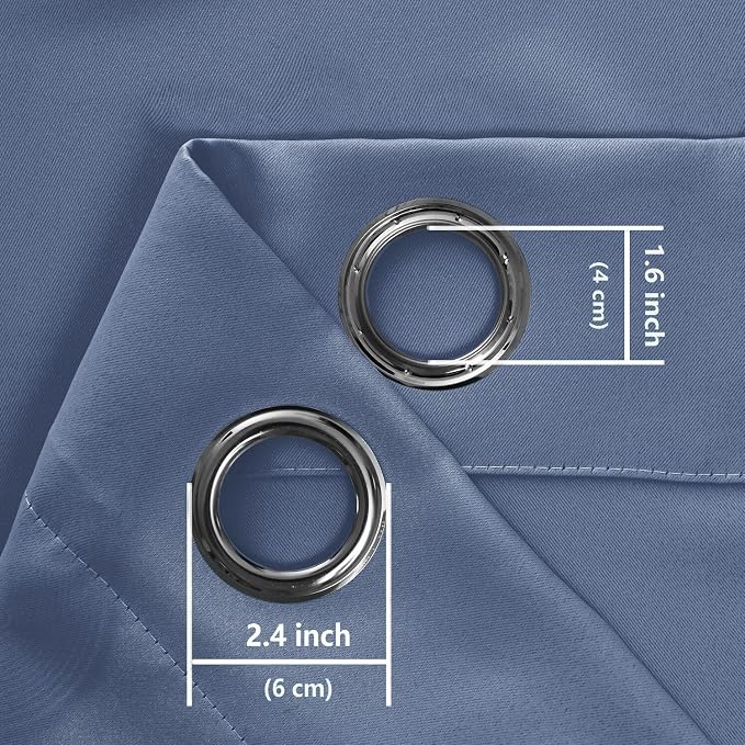 Blackout Curtains for Bedroom, 42 x 84 Inch Long Blue Haze 2 Panels | Thermal - Image 9
