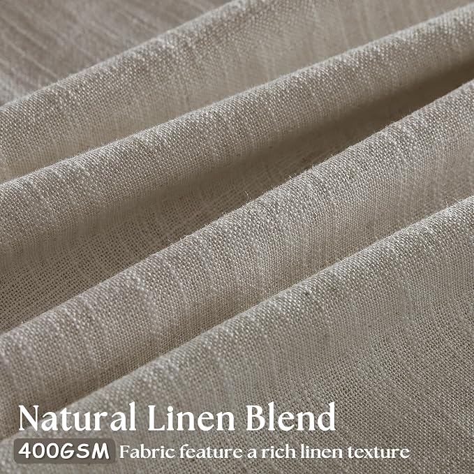 Burlywood Birch Pinch Pleated Linen 90 Inch Curtains 2 Panels | Thick Linen - Image 3
