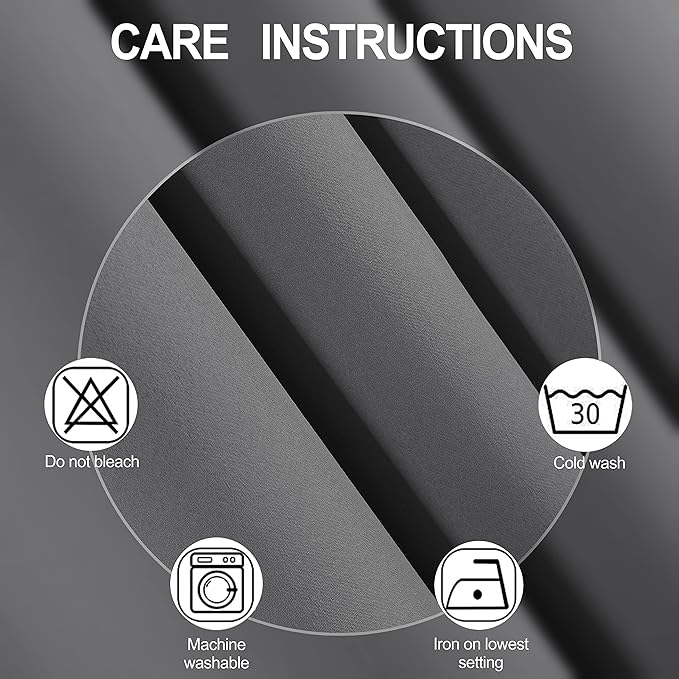 Grey Thermal Blackout Curtains/42 x 84 Inch/Set of 2 Panels Room Darkening - Image 4