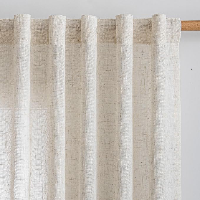 MYSKY HOME Country Curtains for Sliding Glass Door, Back Tab Semi Sheer Curtain by MYSKYHOME