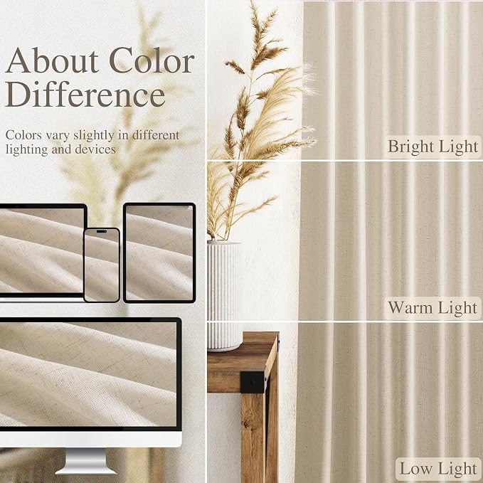 Linen Curtains 84 Inch Length 2 Panels Set - Image 3