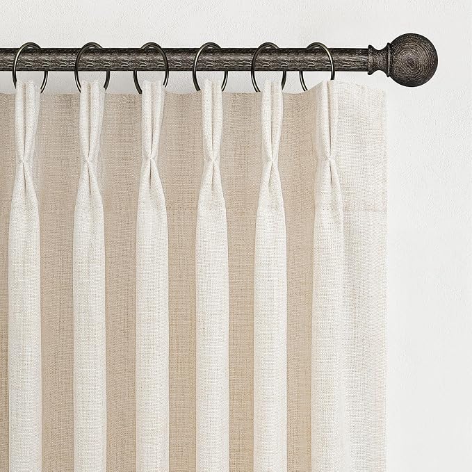 PleatedDrapes Small Linen Blend Ivory Birch Curtains 54 Inch Long 2 Panels Set by PleatedDrapes