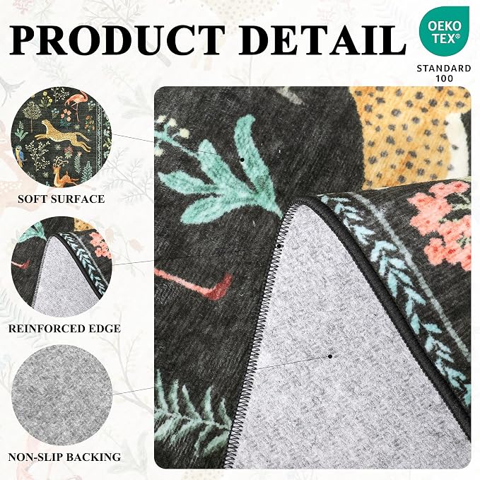 DUKINO 2x10 Kitchen Runner Rug, Soft Non Slip Animal Washable Rug, Non-Shedding - Image 4
