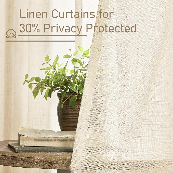 Faux Linen Window Curtains 63 inches Long - Image 5