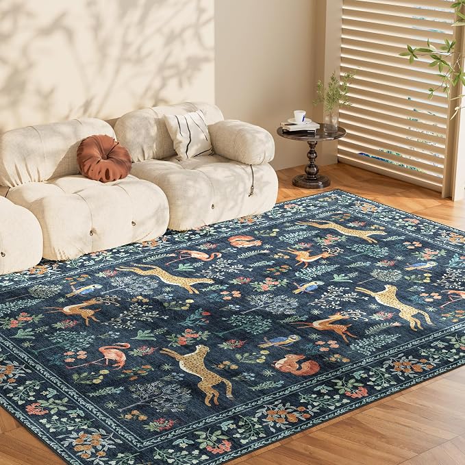 DUKINO 5x7 Area Rugs, Washable Animal Rug Living Room Non Slip, Soft Indoor - Image 9