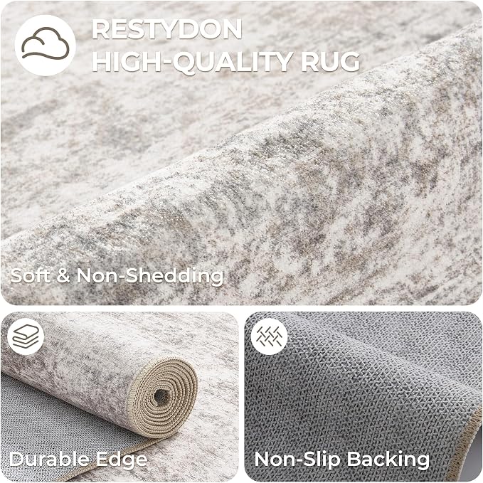 2x6 Runner Rug Non Slip, Washable Hallway Runner Rug, Taupe | Neutral Rugs - Image 7