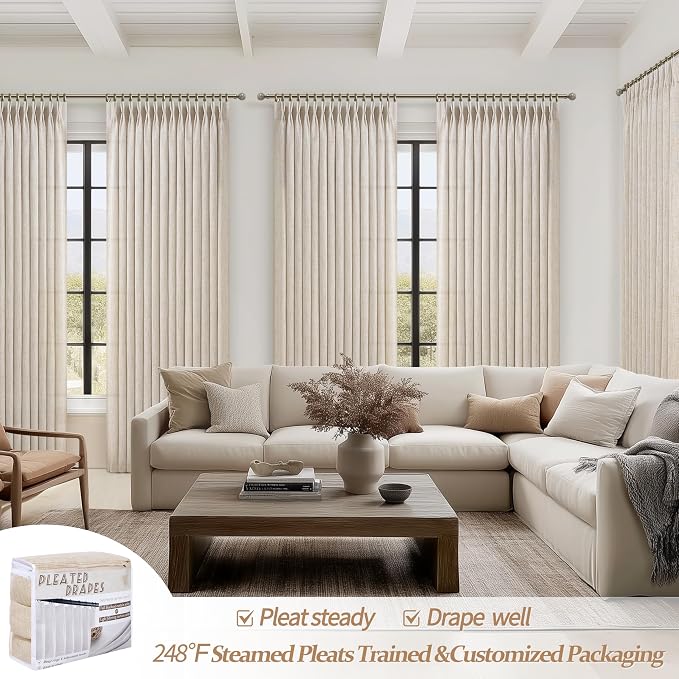 Extra Wide 70 Inch Pinch Pleated Light Filtering Sliding Glass Door Curtains - Image 4