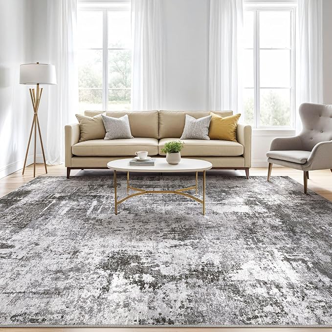LOONGRUG 10x13 Area Rug Washable Large Neutral Modern Living Room Rug | - Image 5
