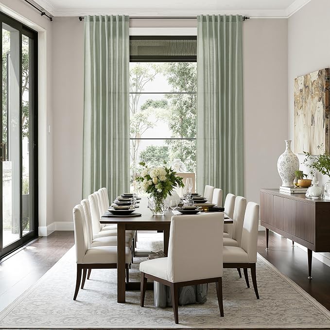 Desert Sage Linen Curtains for Living Room 100 Inches Long Light Filtering Semi - Image 8