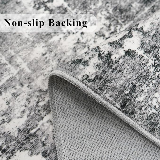 Washable 12ft Kitchen Area Rug: Abstract Entryway Rug Runner Soft Bedroom - Image 3