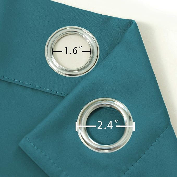 Sea Teal Thermal Blackout Curtains/52 x 95 Inch/Set of 2 Panels Room Darkening - Image 6