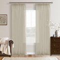 98 Inch Beige Linen Semi Sheer Pinch Pleated Curtains 50 Inch Wide 2 Panels | by Twodrapes