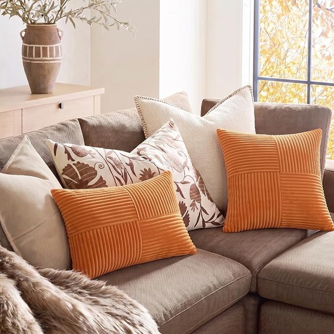 Fancy Homi 2 Packs Orange Long Lumbar Decorative Throw Pillow Covers 12x24 Inch - Image 5