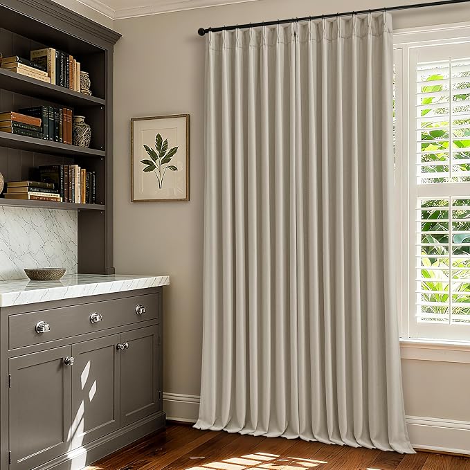 Oatmeal Pinch Pleated Blackout 90 Inch Curtains 70 Inch Wide Dual Layer | Pinch - Image 8