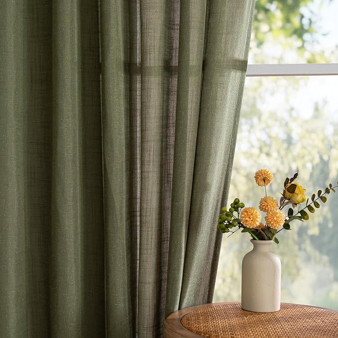 MYSKY HOME 96 Inches Semi Sheer Sliding Door Curtains Farmhouse Light Filtering - Image 9