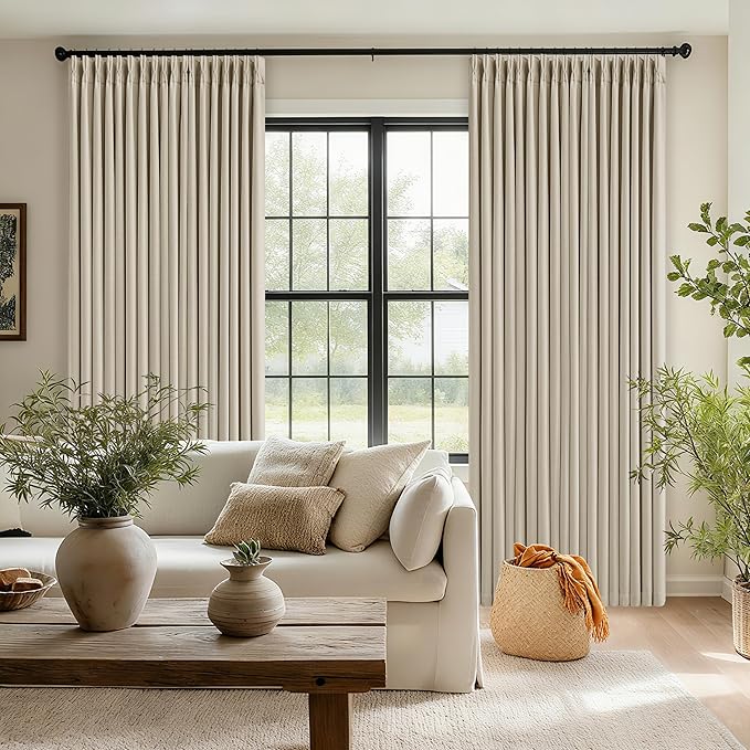 112 Inch Linen Blackout Curtains Pinch Pleated - Image 8