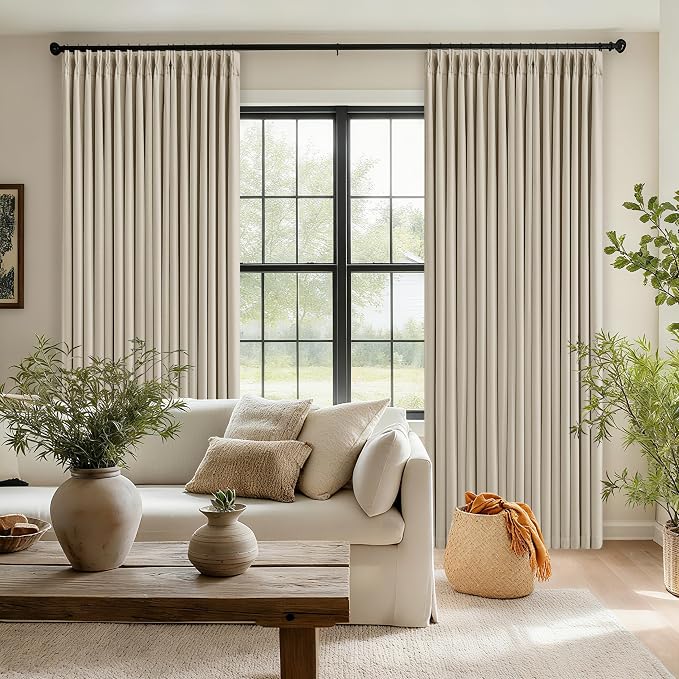 Oatmeal Beige 70 Inch Extra Wide 100% Blackout Curtain 84 Inches Long | Pinch - Image 8