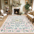 PLHXFR 8x10 Area Rug Living Room: Floral Washable Boho Carpet Pink Green | by PLHXFRSoftAreaRugs