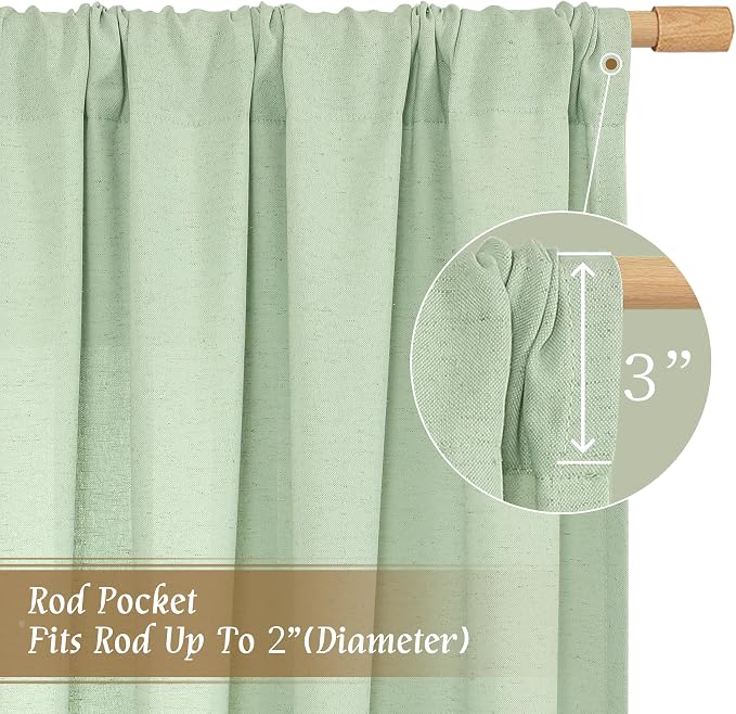 Small Window Linen Curtains 45 Inch Length - Image 3