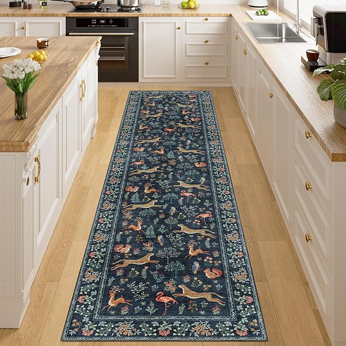 DUKINO 2x8 Washable Runner Rug, Non Slip Animal Kitchen Rugs, Low Pile by DUKINO