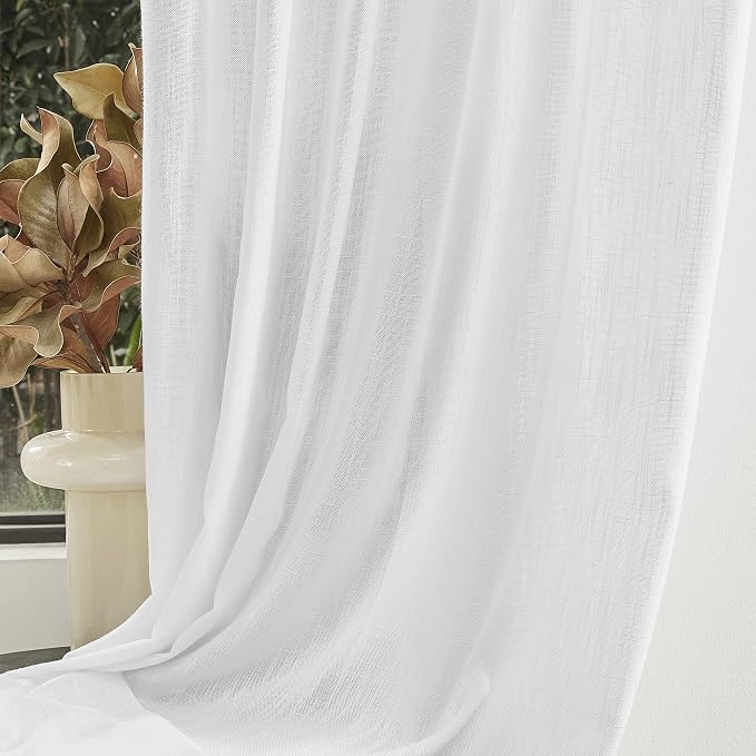 MYSKY HOME Floor to Ceiling Curtains 108 Inches White Sheer Window Drapes 2 - Image 7