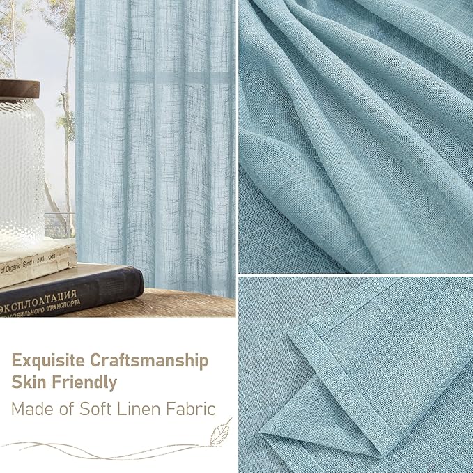 36 Inch Length Linen Semi Sheer Curtains - Image 6
