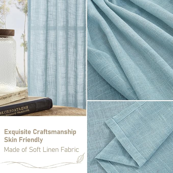 Semi Sheer Window Linen Curtains 54 Inch, 2 Panels, 34 x 54 Inch | Light - Image 6